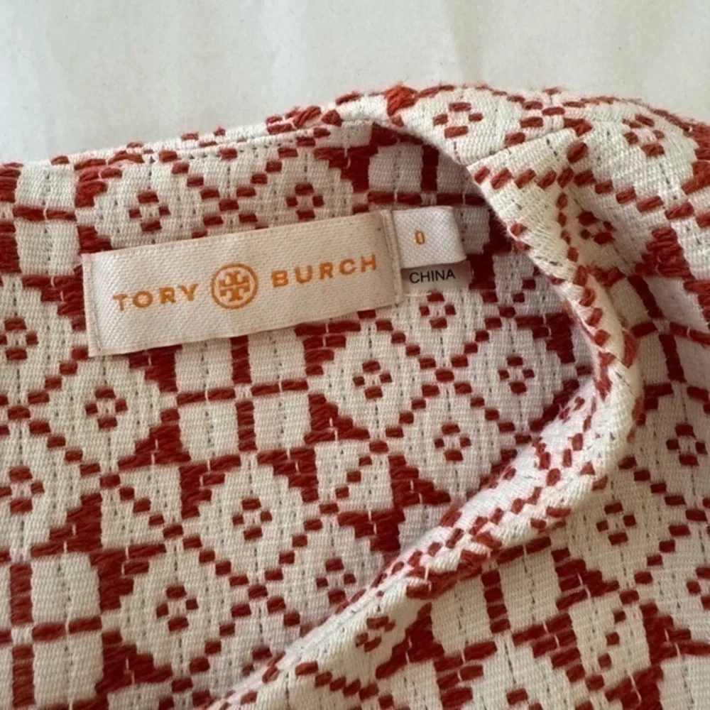 Tory Burch Orange Geometric Jaqcuard Sleeveless A-Line‎ Dress
